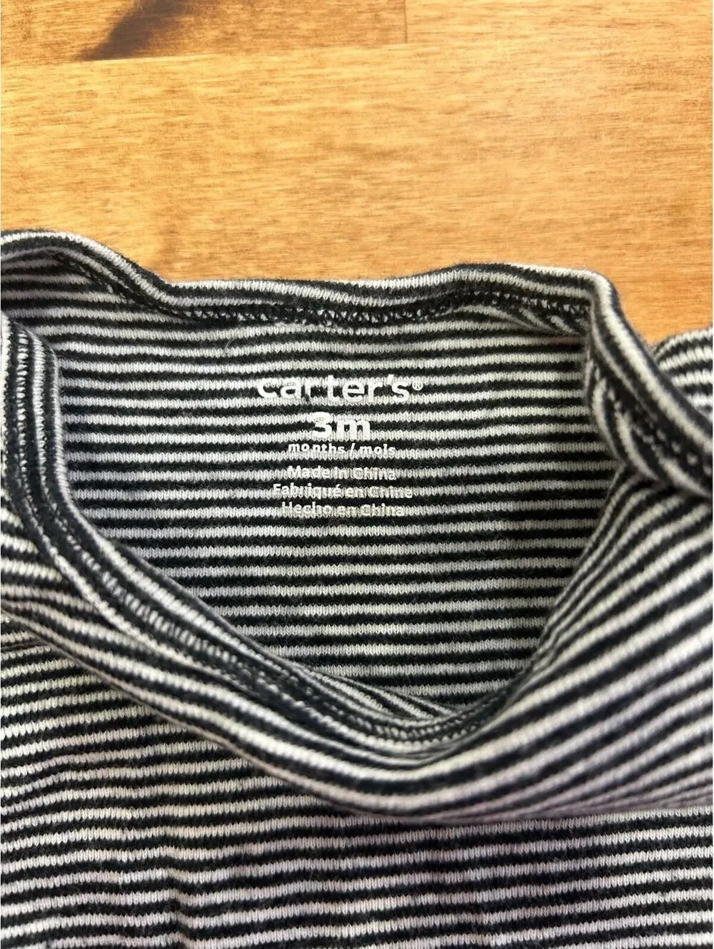 Set of 4 Baby Bodysuits 0-3 Month Size - Black, White, gray, and Striped